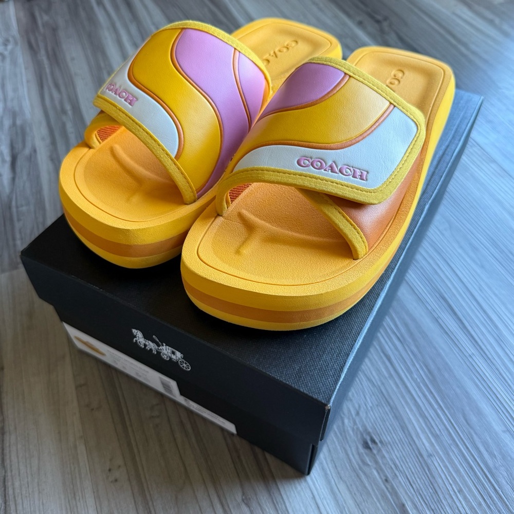 Coach Yellow and Pink Sandals